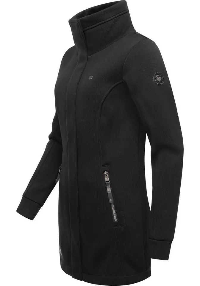 ragwear ragwear Sweatjacke Letrice Bonded Elegante Zip-Jacke mit hohem Kragen in Feinstrickoptik, Schwarz, – Produktbild 2 von 5