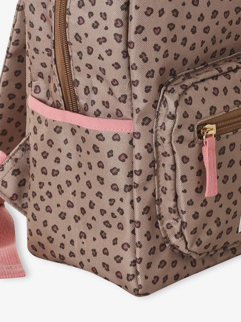 Vertbaudet Mädchen Kita-Rucksack mit Leopardenprint, Beige, – Produktbild 3 von 4