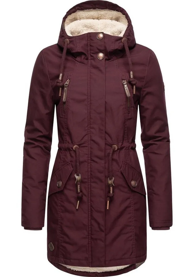 ragwear ragwear Wintermantel Elsie stylischer Winterparka mit Kapuze und Teddyfleece, Rot, – Produktbild 4 von 4