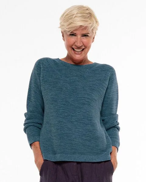 Alma & Lovis Alma & Lovis Leichter Strickpullover aus Organic Cotton | Seamless Knit Sweater, Sea (blau), – Produktbild 1 von 2