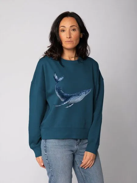watapparel watapparel Sweatshirt Frauen Wal, Deep teal, – Produktbild 2 von 2