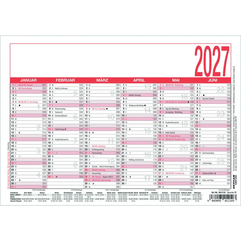 Zettler ZETTLER Tafelkalender 904 2027 – Produktbild 1 von 2