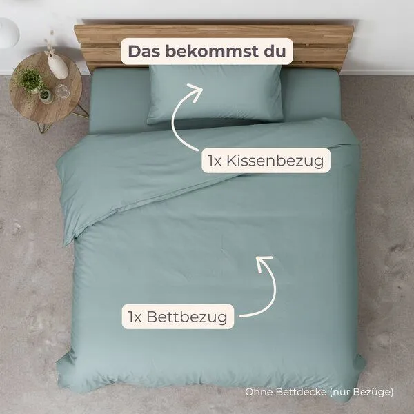AGA.PIE AGA.PIE Bettwäsche-Set aus 100% Lyocell aus Bambuscellulose, für Allergiker, Salbei, – Produktbild 6 von 6