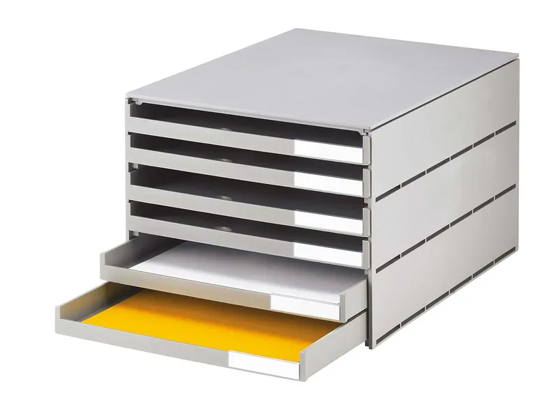 styro styro Styroval pro Box mit 6 Schubladen offen, oeko-grau – Produktbild 1 von 1