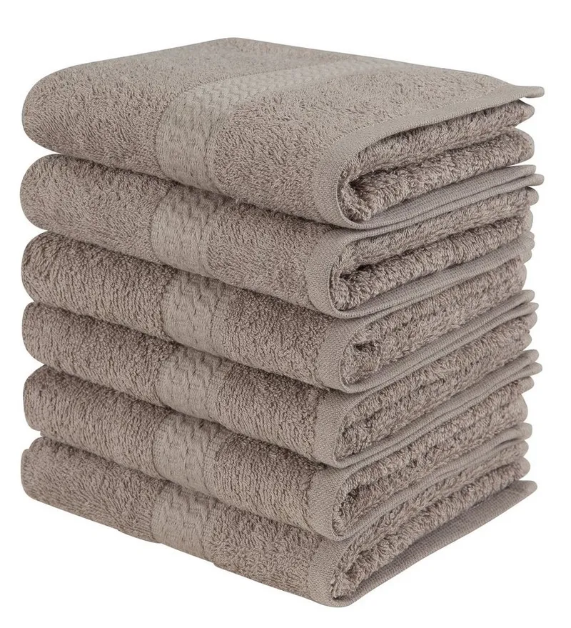 OTTO home Gästehandtücher Juna, als Set und Serie erhältlich, 6 Gästetücher, 30x50cm, Walkfrottee (6-St), 100% Baumwolle, mit Bordüre, Uni-Farben, weich, Grau, – Produktbild 3 von 7