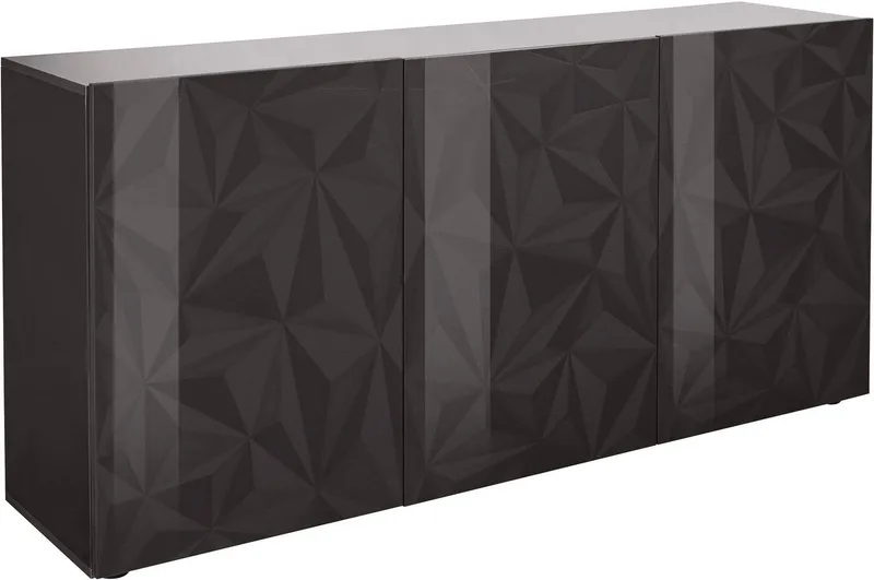 Home affaire Sideboard Prisma Breite 181, Kommode 3 Türen, Anrichte, Front mit elegantem Siebdruck, grifflos, viel Stauraum, Grau, – Produktbild 2 von 5