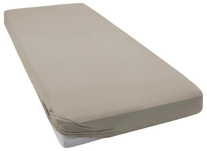 bellana Spannbettlaken bellana deluxe mit Elasthan, Jersey 230 g/m², Premium-Qualität, Jersey-Elasthan, Gummizug: rundum, (1 Stück), mit 5% Elasthan, für Matratzen bis 35cm Höhe, bügelfrei, faltenfrei, Braun, – Produktbild 1 von 5