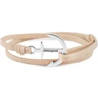 Classygood. Classygood. Anker Armband Edelstahl - Silber - Alcantara-Leder Band, Beige, – Produktbild 1 von 1