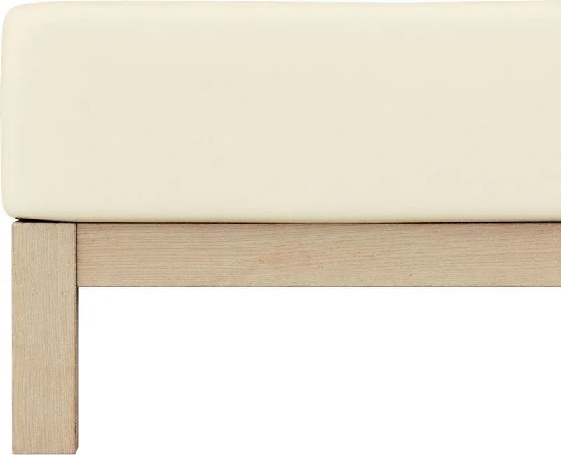 Schlafgut Schlafgut Spannbettlaken PURE Bio-Baumwolle mit Elasthan, 170 g/m², Bettlaken, Spannbetttuch, Jersey, Gummizug: rundum, (1 Stück), PREMIUM Laken für Matratzen bis 30cm Höhe, dehnbar blickdicht, straff, Gelb, – Produktbild 1 von 5
