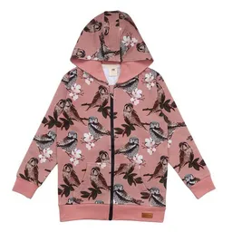 Walkiddy Walkiddy Baby Kapuzenjacke GOTS zertifiziert – Rosa mit Eulenmotiv, Reißverschluss, weich & bequem – Produktbild 1 von 1