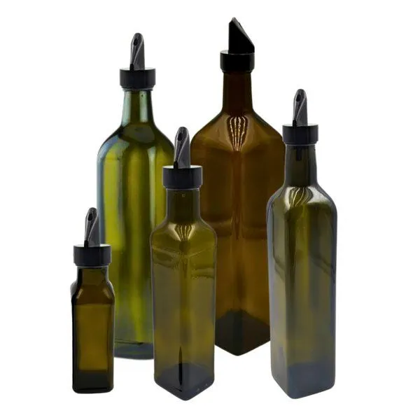 mikken mikken 2er Set Ölflaschen 100 ml - 1000 ml mit Ausgießer braune / grüne Glasflasche – Produktbild 1 von 4