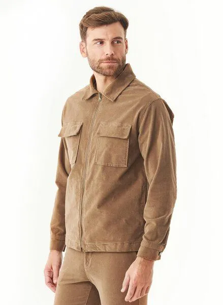 ORGANICATION ORGANICATION Full Zip Cord Overshirt aus Bio-Baumwolle, Braun(camel), – Produktbild 3 von 4