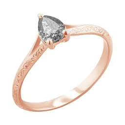 Eppi Eppi Von Hand gravierter Ring mit einem Salt and Pepper Diamanten in Birnenform Vivia – Produktbild 1 von 1