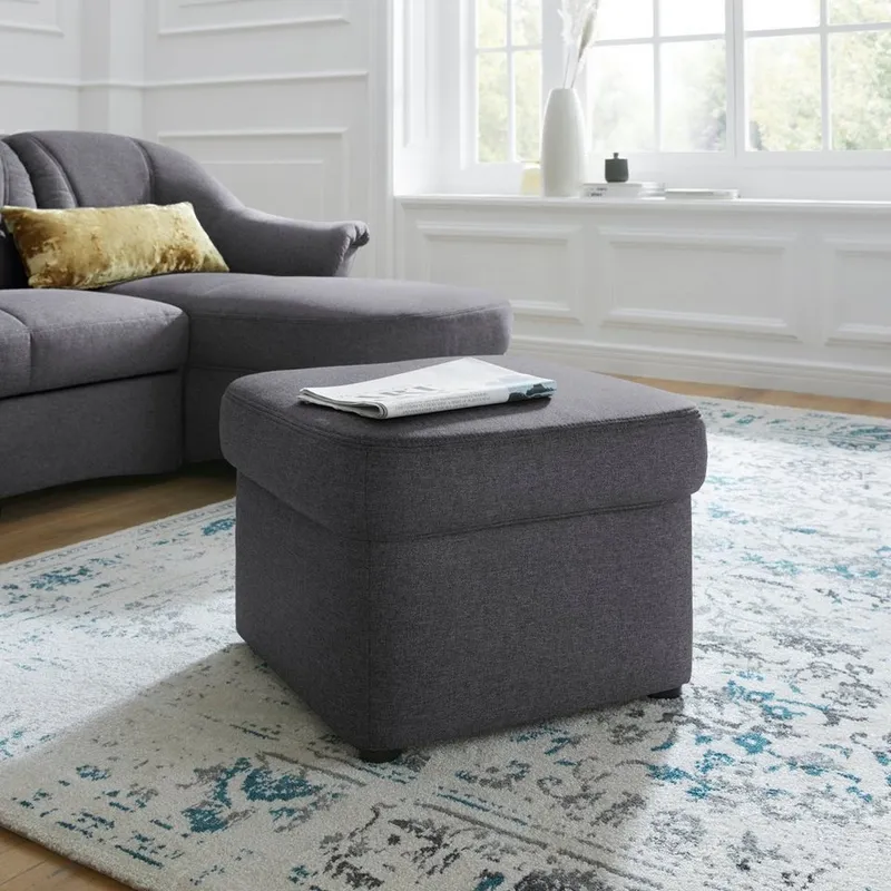 DOMO collection Polsterhocker SARAFINA 61x61 cm, hochwertig und komfortabel, Grau, – Produktbild 2 von 5