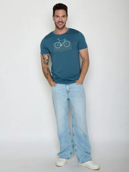 GreenBomb GREENBOMB Bike Bars Guide - Sportliches T-Shirt aus Bio-Baumwolle / hochwertiger Print / GOTS / Fair & Vegan, Blau (gezeitenblau), – Produktbild 3 von 4