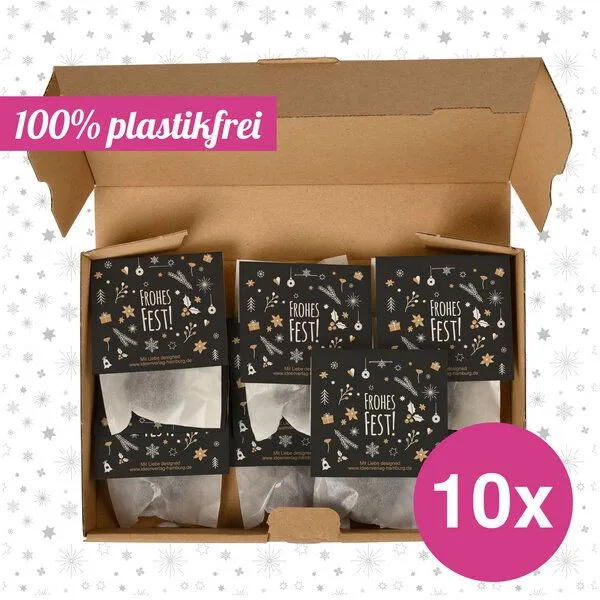 Ideenverlag Hamburg Ideenverlag Hamburg 10 „Frohes Fest“ Samenbomben im Tütchen mit Kaltkeimer-Saatgut + 10 Geschenk Grußkarten – Produktbild 6 von 8