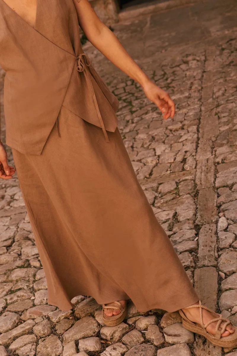AmourLinen AmourLinen Damen vegan Rockslip Ciara Rosy Brown, Hellbraun, – Produktbild 1 von 2