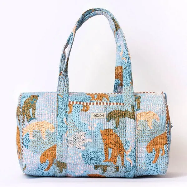 KIKOONI KIKOONI handgefertigte große Baumwolltasche "K. Shopper", Lucky leo blue, – Produktbild 1 von 4
