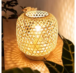 GLOBO LIGHTING LED Tischleuchte, Leuchtmittel inklusive, Tisch Leuchte Wohn Zimmer Bambus Geflecht FILAMENT Lampe natur im – Produktbild 1 von 1