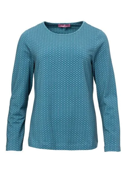 Heidekönigin Heidekönigin Langarmshirt bedruckt - GOTS, Stahlblau, – Produktbild 4 von 4
