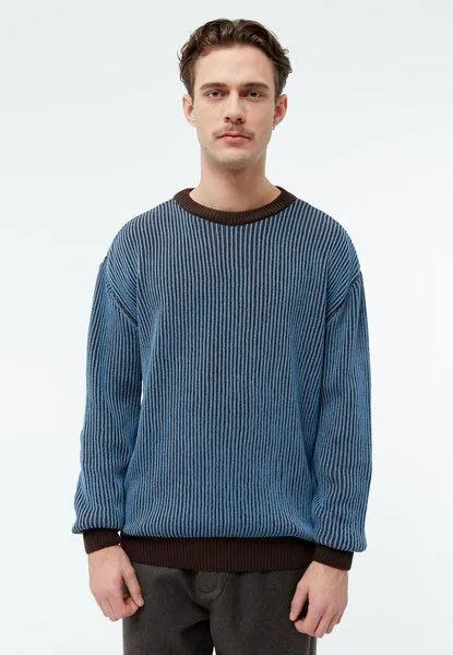 Givn Berlin Givn Berlin Strickpullover GBBRENDAN loose Fit aus Bio-Baumwolle, Braun / blau, – Produktbild 2 von 4