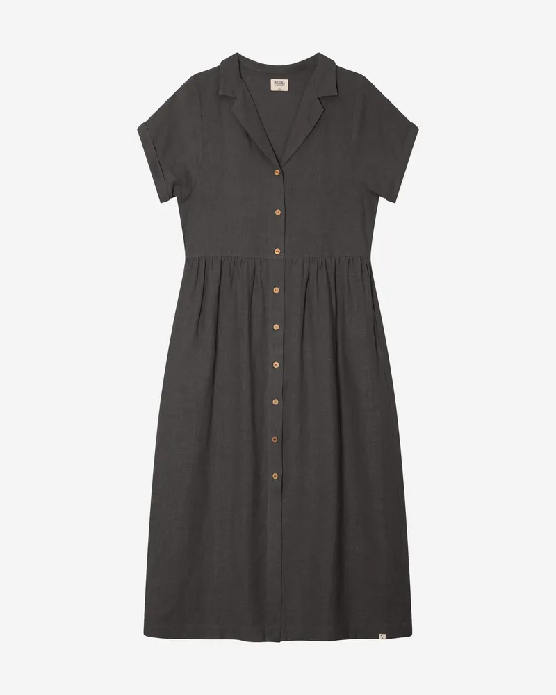 MATONA MATONA Damen vegan Kleid Mit Kragen Schwarz, Schwarz, – Produktbild 1 von 2