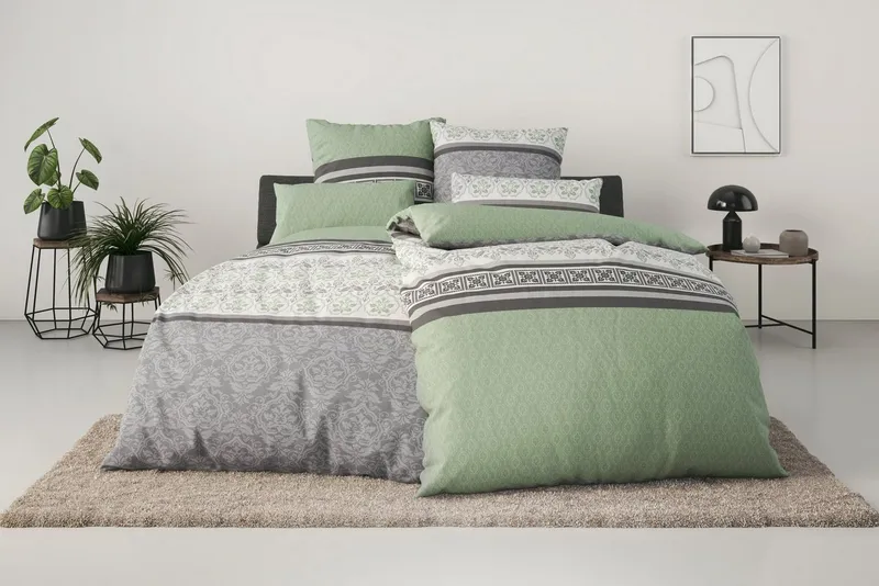 OTTO home Bettwäsche Cremona in Gr. 135x200, 155x220 cm u.a. Bettwäsche-Set mit Ornamenten, Linon, 2 teilig, romantische Bettwäsche in verschiedenen Qualitäten, ab Gr. 135x200 cm, Grün, – Produktbild 3 von 7