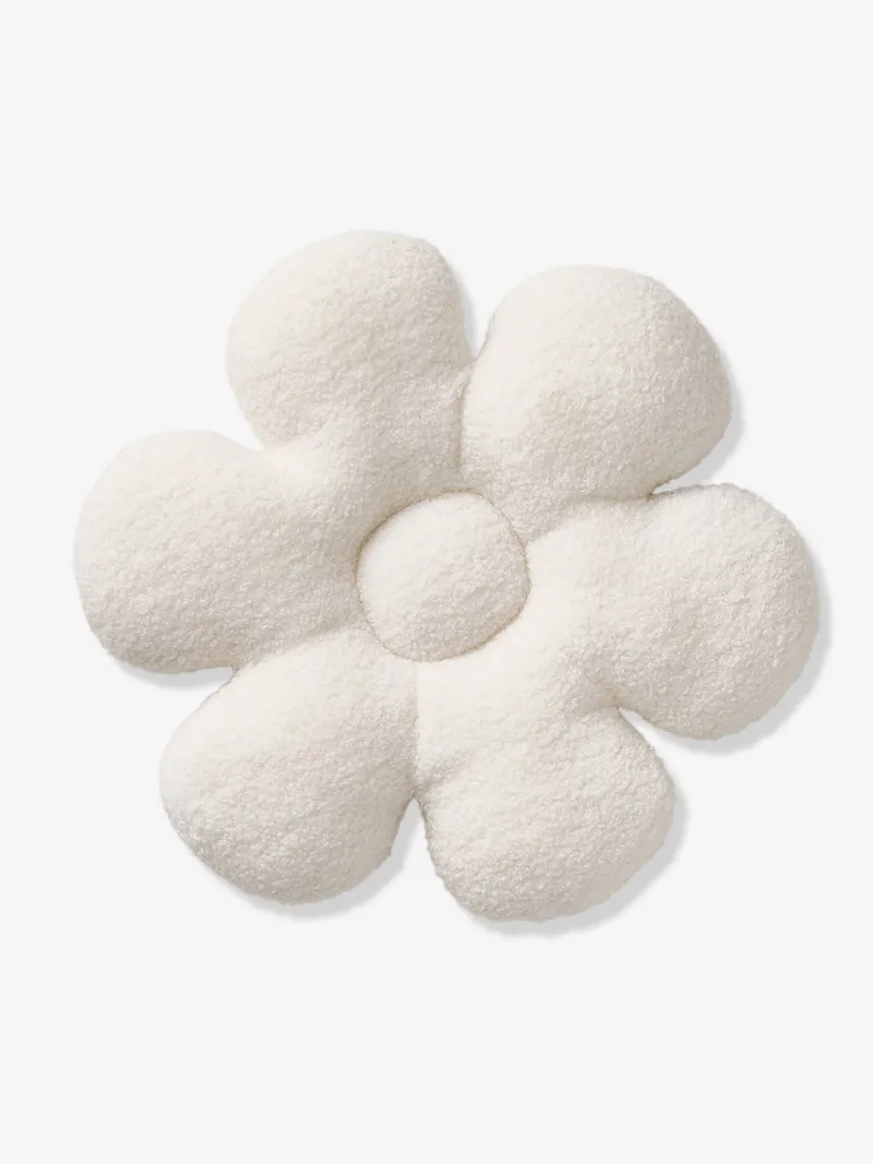 Vertbaudet Deko-Kissen BLUME aus Bouclé-Stoff Kinderzimmer, Wollweiß, – Produktbild 3 von 3