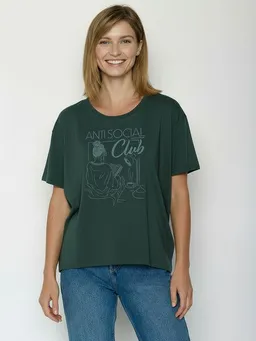 GreenBomb GREENBOMB Anti Social Feel - Lässiges T-Shirt aus Bio-Baumwoll-Mix / hochwertiger Print / GOTS / Fair & Vegan – Produktbild 1 von 1