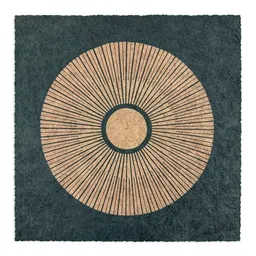 Veskor Cassiopeia Veskor Cassiopeia CENTRAL SUN Sonnen Linoldruck | 22 × 22 cm | Kupfer auf Waldgrün – Produktbild 1 von 1