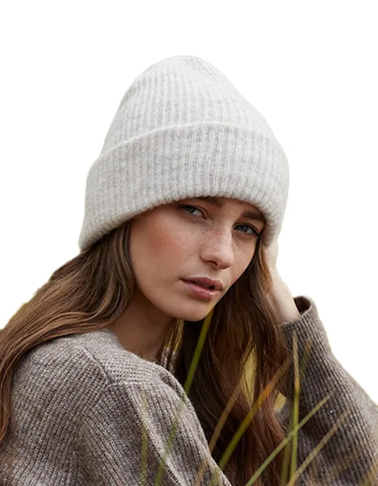 Beechfield Beechfield Beanie Bequeme Damen Strickmütze / Wintermütze / Mütze / Beanie Doppellagiger Strick, Schwarz, – Produktbild 1 von 3