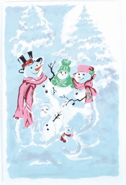 El Puente El Puente Weihnachtskarte "Schneemann-Familie" | Fair Trade & Handmade aus Indien, Blau,weiß, – Produktbild 1 von 1