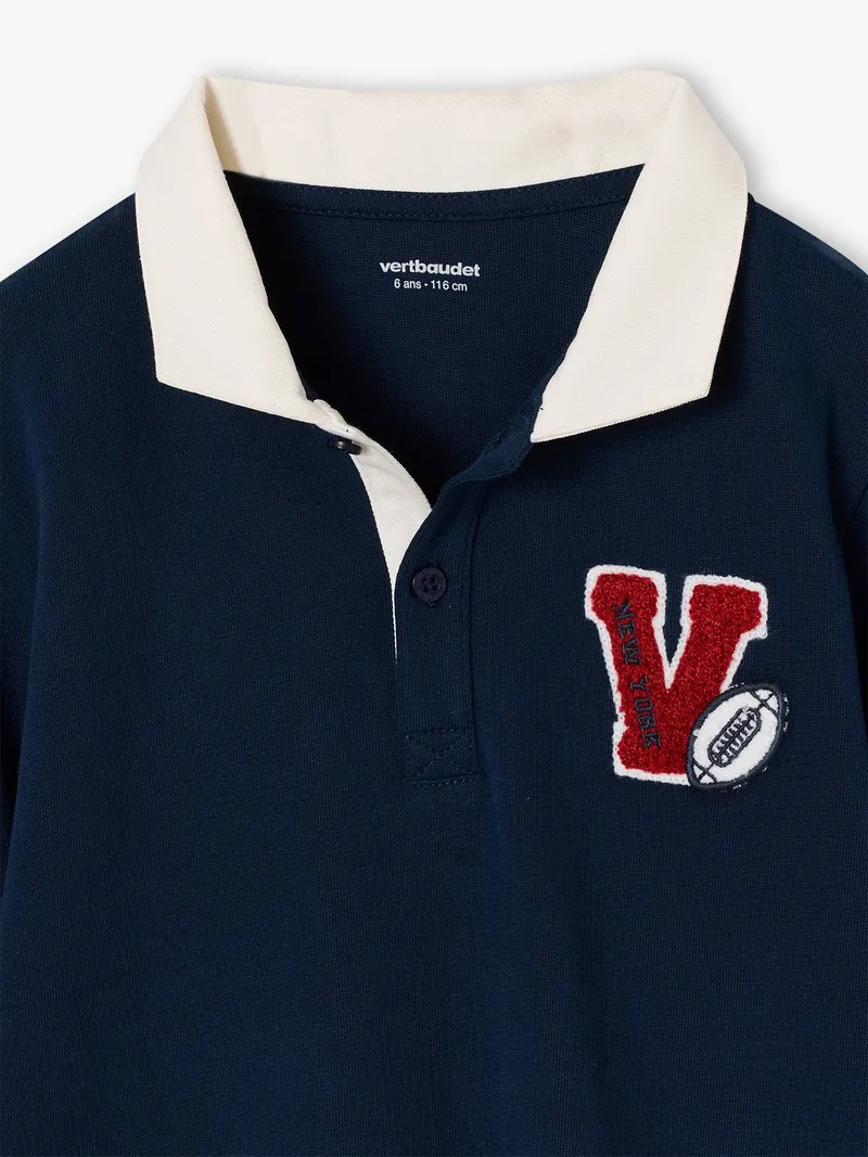 Vertbaudet Poloshirt mit Brust-Applikation Jungen, Marine, – Produktbild 3 von 3
