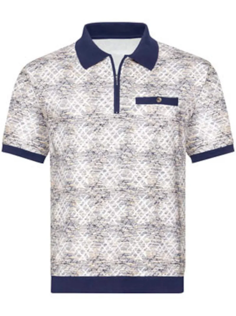 marco donati marco donati Kurzarm-Poloshirt blau-bedruckt, Blau-bedruckt, – Produktbild 2 von 3