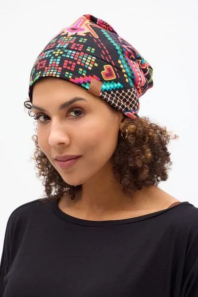 KOKOworld Mütze Basic – Klassische Beanie – Warm – Baumwolle mit Elasthan – Farbenfrohes Print KOKOworld – 100% in der EU fair produziert, Telar (mehrfarbig), – Produktbild 4 von 4