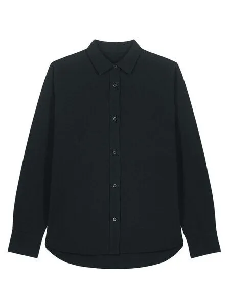 Human Family Human Family Bio Damen Basic Oxford Hemd, Schwarz, – Produktbild 1 von 4