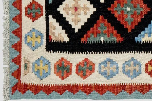 Rugtales Kelim Gashgai „Rugtales“ aus Schurwolle, Schwarz, – Produktbild 4 von 4