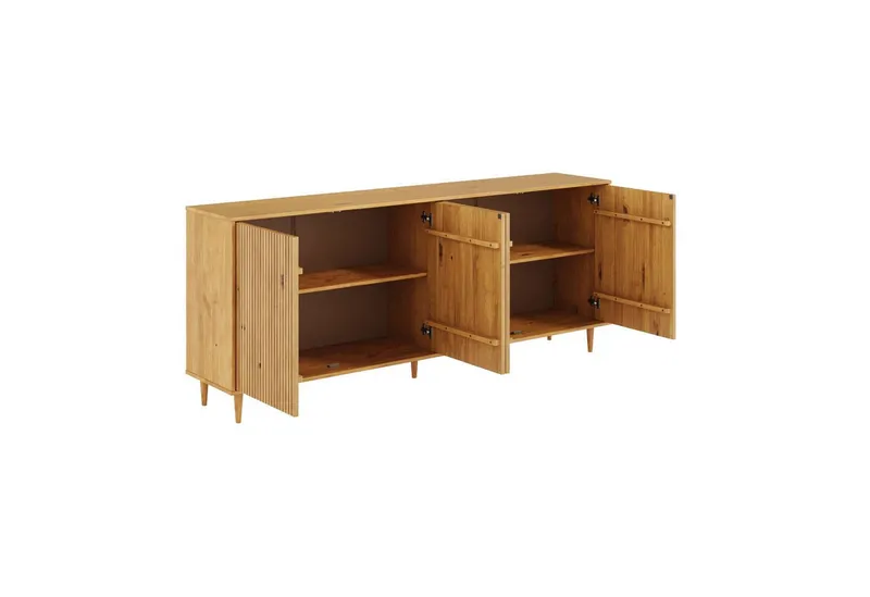 OTTO home Sideboard Malmedy Front mit gefrästen Rillen, Kommode aus massivem Kiefernholz, Push-to-open, FSC, Breite 200 cm, Beige, – Produktbild 4 von 4