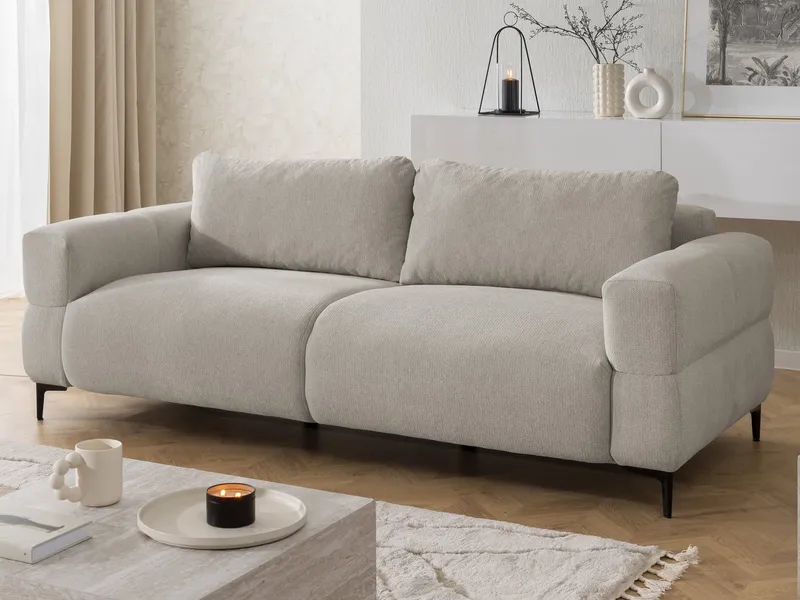 S-Style Möbel Polstergarnitur 3+2+1 Cardea in Bubble-Optik aus weichem Strukturstoff, mit Wellenfederung und hohem Sitzkomfort, Braun, – Produktbild 3 von 5