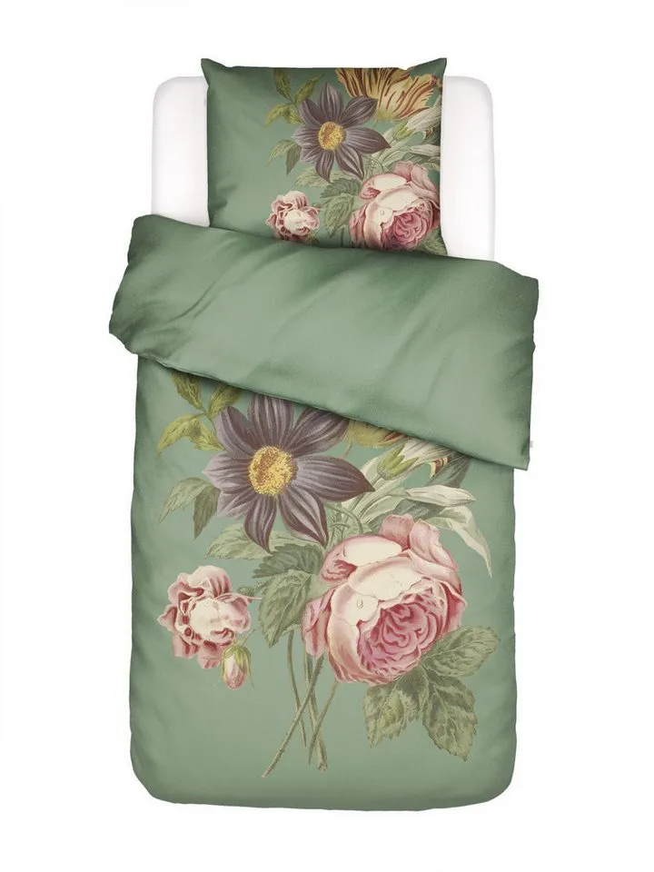 Essenza Bettwäsche Madia, Satin, 2 teilig, mit floralem Muster, Grün, – Produktbild 1 von 5
