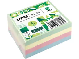 UPM UPM Super Sticky Haftnotiz-Quader "Pastellmix" 75 x 75 mm, 400 Blatt, farbig sortiert – Produktbild 1 von 1