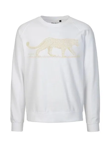 Peaces.bio - handbedruckte Biomode Peaces.bio - handbedruckte Biomode Bio Damen Sweatshirt Loose Fit Leopard, Weiß, – Produktbild 1 von 2