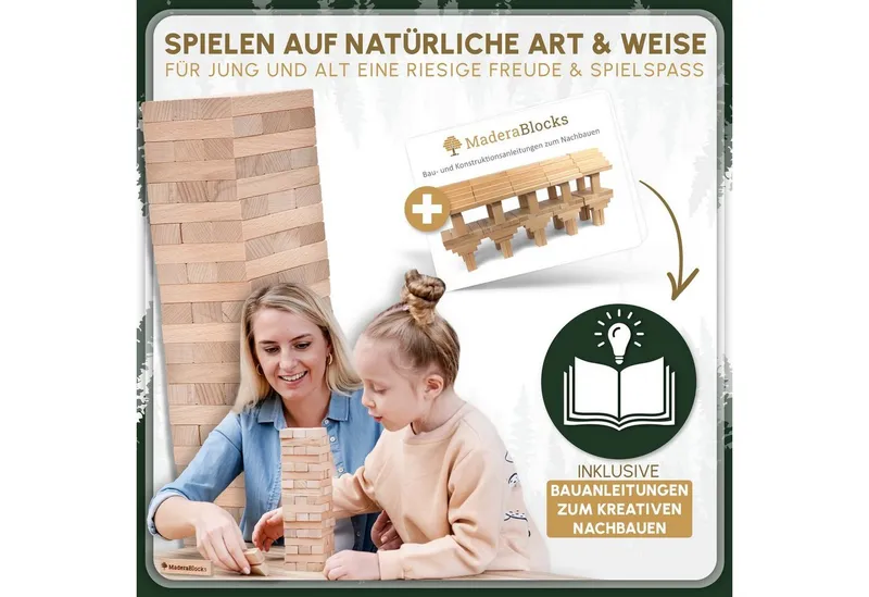 MaderaBlocks MaderaBlocks Holzbauklötze Holzbausteine 200 200er-Set, Natur, – Produktbild 7 von 7