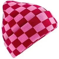 Beechfield Beechfield Beanie mit auffälligem Schachbrettmuster Checkerboard, Classic red/true pink, – Produktbild 1 von 1