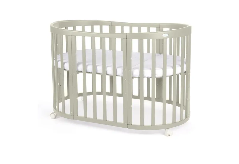 Waldin Waldin Babybett Oval 7in1 mitwachsend, Beistellbett, Matratze, Rollen, Grün, – Produktbild 4 von 5