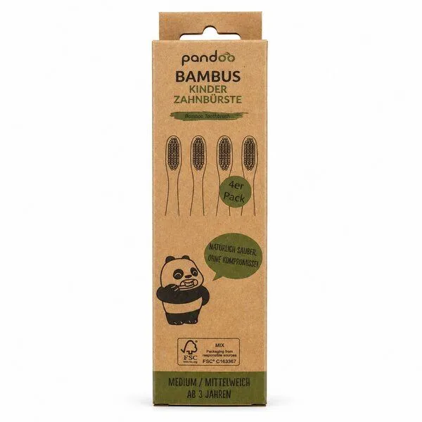 pandoo pandoo 4er-Set - Bambus Kinderzahnbürste - vegan & umweltfreundlich – Produktbild 5 von 6