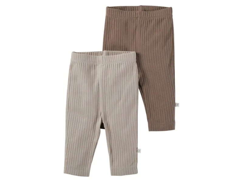 HANS NATUR Baby und Kinder Leggings Bio-Baumwolle 2er Set beige-braun Gr. 62/68, Braun, – Produktbild 1 von 2
