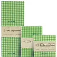 NICAMA NICAMA Bienenwachstücher 3er Set (M + L + XXL), Grün-kariert, – Produktbild 1 von 1