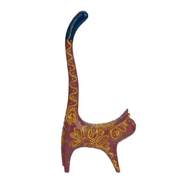 El Puente El Puente Deko-Katze / Ringhalter | Fair Trade & Handmade aus Indien, Rosa, – Produktbild 2 von 3