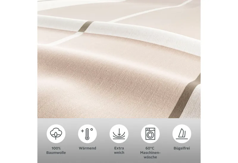 OTTO home Bettwäsche Golfi in Gr. 135x200 oder 155x220 cm, Biber, 2 teilig, sportliche Streifen Bettwäsche aus Baumwolle, Marke H.I.S by OTTO home, Braun, – Produktbild 3 von 6